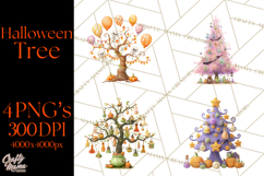 Whimsical Halloween Tree Clipart PNG with Spooky Decor Product Image 1