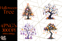 Whimsical Halloween Tree Clipart PNG with Spooky Decor Product Image 1