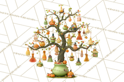 Whimsical Halloween Tree Clipart PNG with Spooky Decor Product Image 3