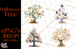 Whimsical Halloween Tree Clipart PNG with Spooky Decor Product Image 1