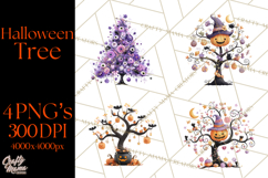 Whimsical Halloween Tree Clipart PNG with Spooky Decor Product Image 1