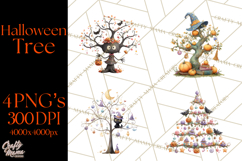 Whimsical Halloween Tree Clipart PNG with Spooky Decor Product Image 1