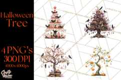 Whimsical Halloween Tree Clipart PNG with Spooky Decor Product Image 1