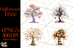Whimsical Halloween Tree Clipart PNG with Spooky Decor Product Image 1
