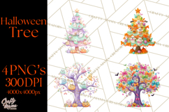 Whimsical Halloween Tree Clipart PNG with Spooky Decor Product Image 1