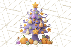 Whimsical Halloween Tree Clipart PNG with Spooky Decor Product Image 5