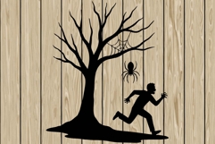Halloween tree stencil silhouette SVG Product Image 1