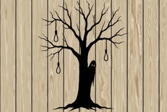 Halloween tree stencil silhouette SVG Product Image 1