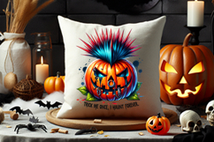 haunt forever pumpkin png, punk pumpkin clipart, trick me once halloween design, spooky pumpkin sublimation, halloween punk style png, creepy halloween pumpkin, halloween sublimation design, halloween clipart for cricut, scary pumpkin illustration, hallow