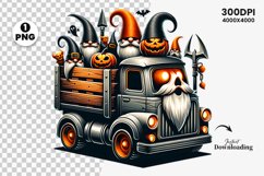 Halloween Truck Gnome Clipart