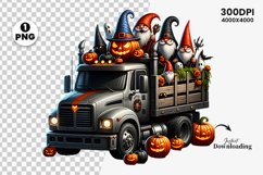 Halloween Truck Gnome Clipart