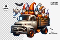 Halloween Truck ghost Clipart