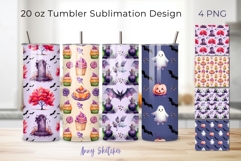 4 Cute Halloween Tumbler Wrap Bundle 20 oz Seamless Pattern Product Image 1