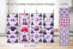 4 Cute Halloween Tumbler Wrap Bundle 20 oz Seamless Pattern Product Image 1