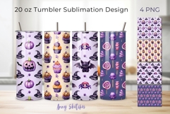 4 Cute Halloween Tumbler Wrap Bundle 20 oz Seamless Pattern Product Image 1