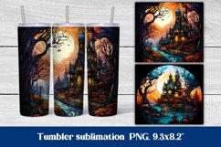 Halloween haunted house sublimation tumbler design wrap 20 Oz, Halloween  tumbler wrap, haunted house illustration PNG, Halloween sublimation.