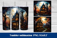 Halloween house tumbler wrap | Stained glass tumbler Product Image 1