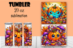 Cute monster tumbler. Happy Halloween sublimation PNG Product Image 1