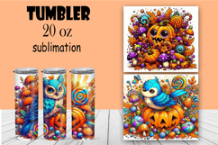 Cute monster tumbler. Happy Halloween sublimation PNG Product Image 1