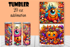 Cute monster tumbler. Happy Halloween sublimation PNG Product Image 1