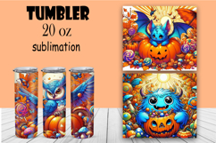 Cute monster tumbler. Happy Halloween sublimation PNG Product Image 1