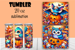 Cute monster tumbler. Happy Halloween sublimation PNG Product Image 1