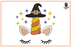 Halloween Unicorn Face | Witch Machine Embroidery Design Product Image 1