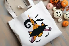 Cute Halloween unicorn witch hat bats SVG, Unicorn witch svg Product Image 2