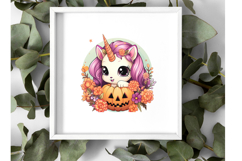 Cute Halloween Unicorn Clipart Bundle - 10 Transparent PNGs Product Image 3