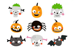 Cute Halloween Clipart PNG JPG Product Image 3