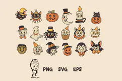 Vintage Halloween Cute Characters Clipart Product Image 2