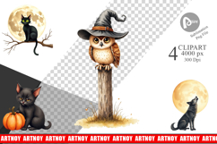 Halloween Vintage Animals Clipart Product Image 1