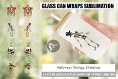 Halloween Vintage Skeletons Glass Can Product Image 1