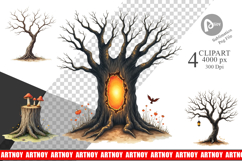 Halloween Vintage Forest Clipart Product Image 1