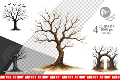 Halloween Vintage Forest Clipart Product Image 1