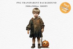 Halloween Vintage Witch Child Wizard Boy Girl Pumpkin Dressed Tale Art Image Watercolor Transparent Print illustration sublimation creepy printable digital Halloween vintage witch boy,  wizard magic, Pumpkin Girl, lady spooky dressed, Halloween children