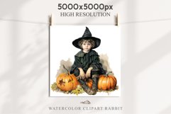Halloween Vintage Witch Child Wizard Boy Girl Pumpkin Dressed Tale Art Image Watercolor Transparent Print illustration sublimation creepy printable digital Halloween vintage witch boy,  wizard magic, Pumpkin Girl, lady spooky dressed, Halloween children