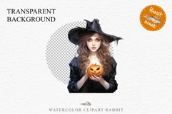 Halloween Vintage Witch Lady Wizard Women Pumpkin Clipart Tale Art Image Watercolor Transparent Print illustration sublimation creepy printable digital vintage witch lady women wizard magic clipart character orange Pumpkin Girl art, young lady