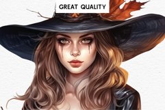 vintage witch lady women wizard magic clipart character orange Pumpkin Girl art, young lady Halloween Vintage Witch Lady Wizard Women Pumpkin Clipart Tale Art Image Watercolor Transparent Print illustration sublimation creepy printable digital