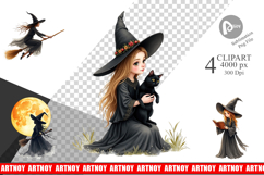 Halloween Vintage Witches Clipart Product Image 1