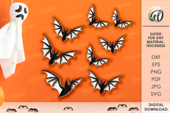 Halloween Wall Decor Laser Cut. Flying Bats Wall Decor SVG Product Image 1