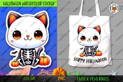 Halloween Cat Skeleton Sticker, Halloween Kawaii Sublimation Product Image 1