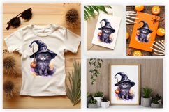 Watercolor Cat Witch Clipart PNG SVG Design