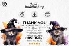 Watercolor Cat Witch Clipart PNG SVG Design