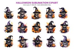 Halloween watercolor clipart, cat witch sublimation, Halloween sublimation designs, watercolor witch clipart, Halloween cat clipart, witch cat bundle, Halloween watercolor bundle, cat witch designs, watercolor cat clipart, witch sublimation bundle, Hallow