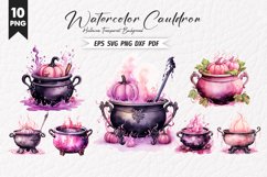 Halloween Watercolor Cauldron Sublimation Clipart Bundles Product Image 1