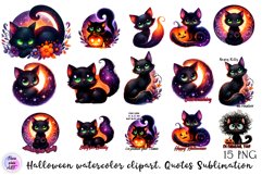 Black cat, Sarcastic halloween Clipart watercolor Product Image 1