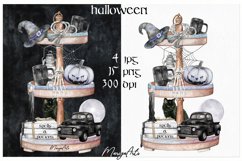 Halloween Wooden Three Tier Tray Cat Car Mug Sublimation PNG Product Image 1