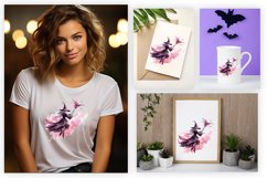Watercolor Flying Witch Sublimation Clipart Design