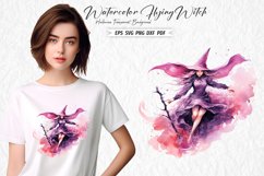 Halloween Flying Witch Sublimation Clipart Design